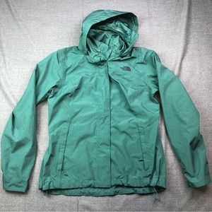 North Face Jacket Women’s Medium Green Shell Zip Up Hooded Winter Coat DryVent